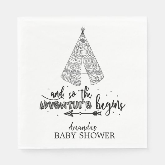 Serviette En Papier Teepee Adventure commence Baby shower papier servi (Devant)