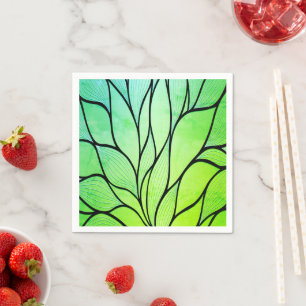 Serviette En Papier Teintes vertes vives motif créatif de feuilles