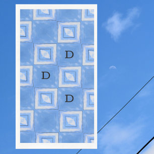 Serviette En Papier Teinture à tarte bleu et blanc avec initiales