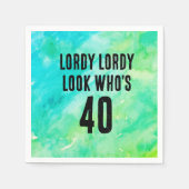 Serviette En Papier Teinture d'aquarelle personnalisée 40e anniversair (Devant)