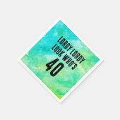 Serviette En Papier Teinture d'aquarelle personnalisée 40e anniversair (Coin)