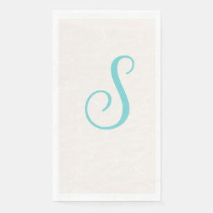 Serviette En Papier Télèbre sarcelle pastel monogramme en double   Lin