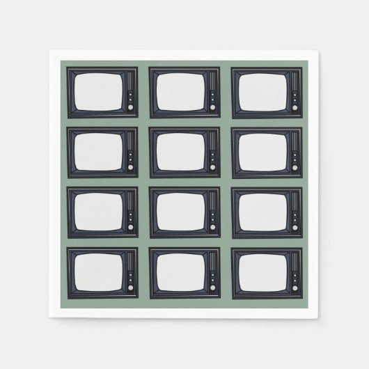 Serviette En Papier Télévision Vieux Classic Retro TV Motif Party (Devant)