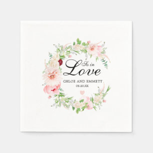 Serviette En Papier Tellement amoureux Fleurs roses blanches Mariage r