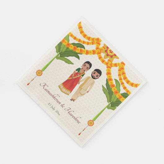 Serviette En Papier Telugu Tamil mariage marigolds bananier (Coin)