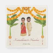 Serviette En Papier Telugu Tamil mariage marigolds bananier (Devant)