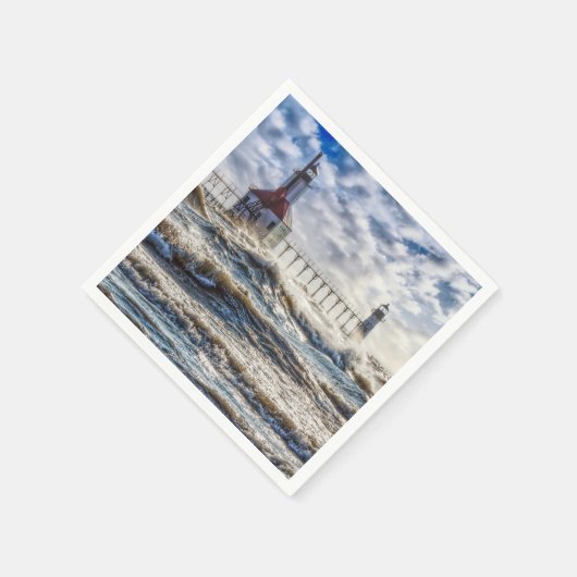 Serviette En Papier Tempête Au Phare St Joseph (Coin)