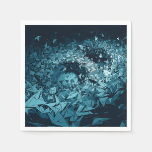Serviette En Papier Tempête d'Origami Bleu Design d'Art Abstrait