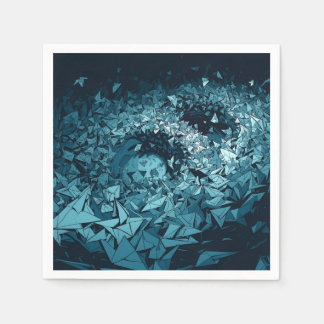 Serviette En Papier Tempête d'Origami Bleu Design d'Art Abstrait