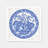 Serviette En Papier Temple de Peacock bleu Willow Garden Crackle Look (Devant)