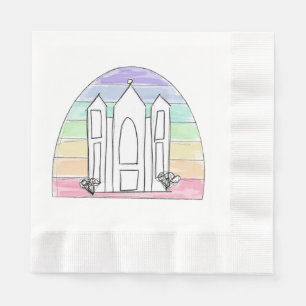 Serviette En Papier Temple LDS Salt Lake City coucher de soleil arc-en