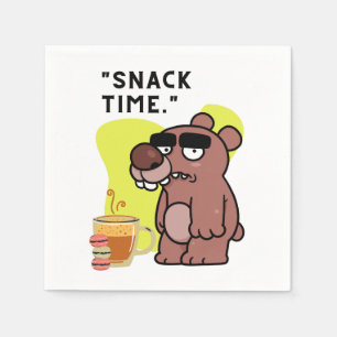 SERVIETTE EN PAPIER TEMPS ! - ANIMAL-FUNNY- CAFÉ-COOKIES