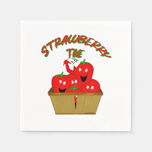Serviette En Papier Temps de la fraise ! (Devant)