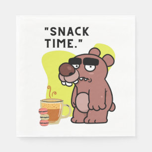 SERVIETTE EN PAPIER TEMPS DE SNAK ! - FUNNY-ANIMAL- COFFEE-COOKIES