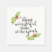 Serviette En Papier Temps le plus merveilleux Citation de Noël Calligr (Devant)