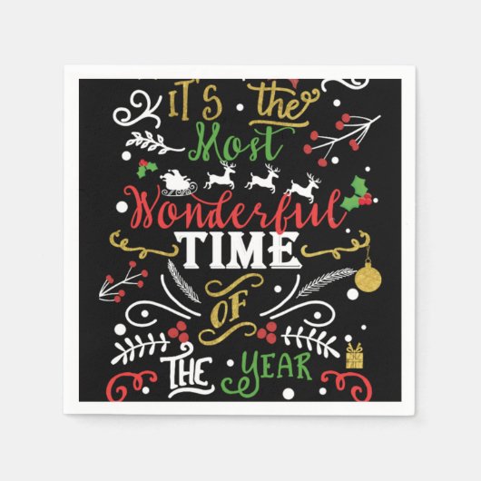 Serviette En Papier Temps le plus merveilleux de l'année Noël (Devant)