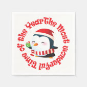 Serviette En Papier Temps le plus merveilleux Penguin de Noël (Devant)
