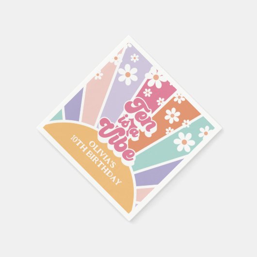 Serviette En Papier Ten est une Vibe Retro Sunshine Rainbow Daisy (Coin)