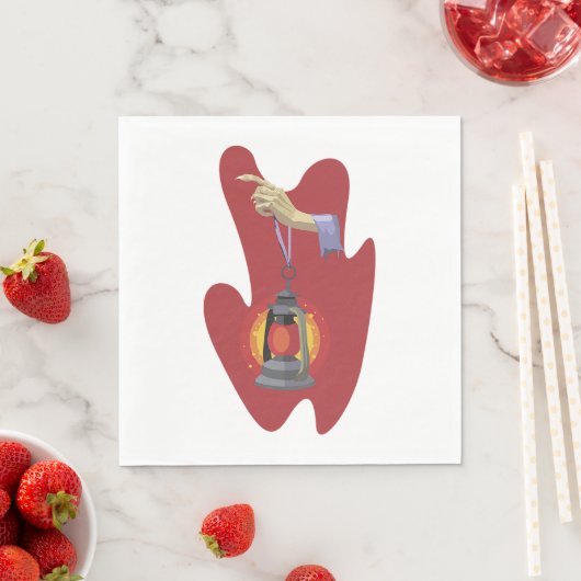 Serviette En Papier Tenant Une Lanterne (En situation)