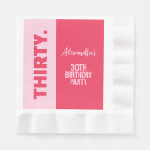 Serviette En Papier Tendance Bold rose et rouge fille 30e anniversaire (Devant)