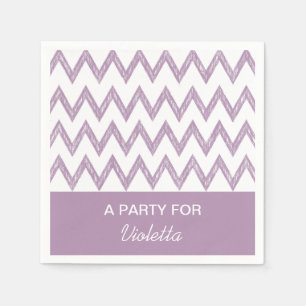 Serviette En Papier Tendance Crayon Purple Chevron Zigzags Avec Nom