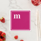 Serviette En Papier Tendance Gras Bas Coque Monogram Magenta (En situation)