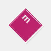 Serviette En Papier Tendance Gras Bas Coque Monogram Magenta (Coin)