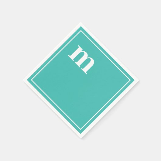 Serviette En Papier Tendance Gras Coque inférieur Monogramme Turquoise (Coin)