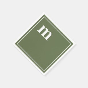 Serviette En Papier Tendance Gras Coque inférieur Monogramme Vert oliv