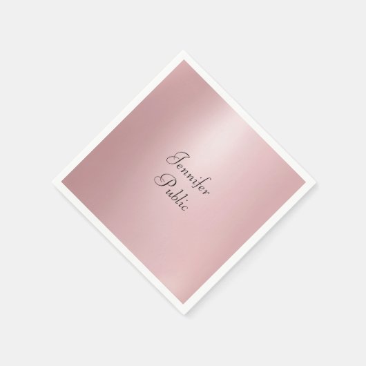 Serviette En Papier Tendance Moderne Élégant Rose Or Manuscrit (Coin)