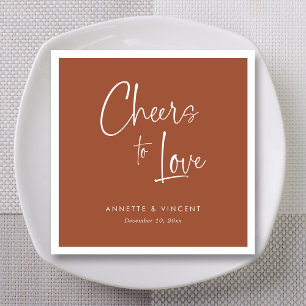 Serviette En Papier Tendre Terracotta Souligner Écriture Toast Mariage