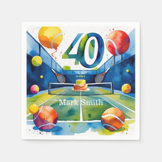 Serviette En Papier Tennis 40e anniversaire (Devant)