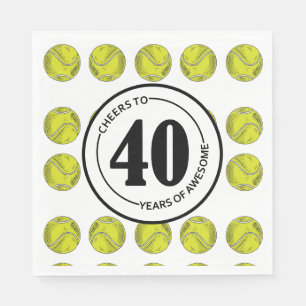 Serviette En Papier Tennis 40e anniversaire pour une fête de tennis