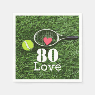 Serviette En Papier Tennis 80e Anniversaire balle de tennis et numéro