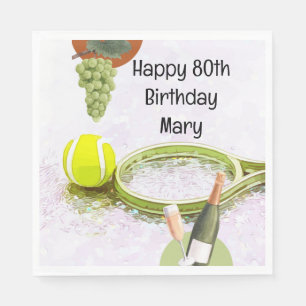 Serviette En Papier Tennis 80e anniversaire pour le fan de tennis