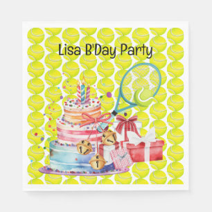 Serviette En Papier Tennis Anniversaire Party avec Racket Ball et Cake