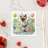 Serviette En Papier Tennis Cat Paw-some Anniversaire (En situation)