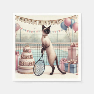 Serviette En Papier Tennis Chat Anniversaire Thématique serviettes Cut