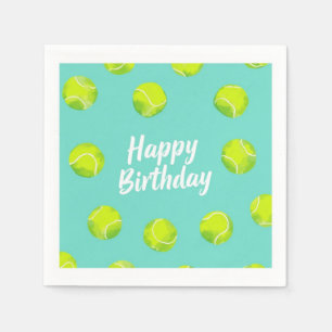 Serviette En Papier Tennis Joyeux Anniversaire avec balles
