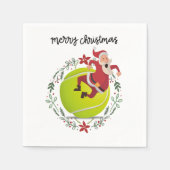Serviette En Papier Tennis Joyeux Noël avec le Père Noël (Devant)