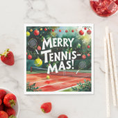 Serviette En Papier Tennis Noël thème Merry Tennis Mas (En situation)
