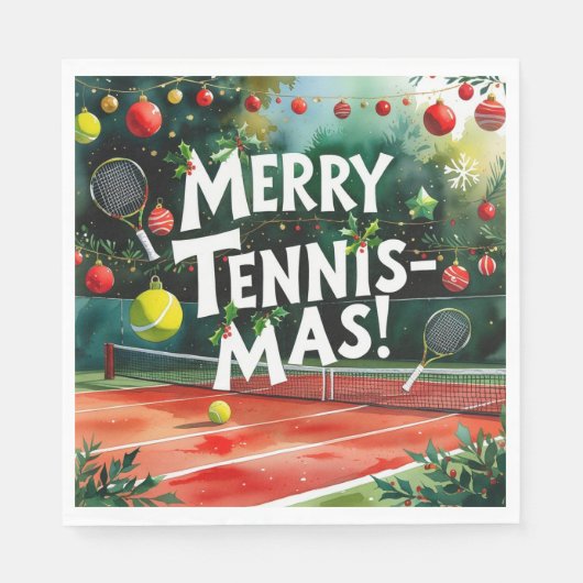 Serviette En Papier Tennis Noël thème Merry Tennis Mas (Devant)
