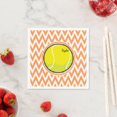 Serviette En Papier Tennis ; Orange et Chevron Blanc (En situation)