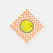 Serviette En Papier Tennis ; Orange et Chevron Blanc (Coin)