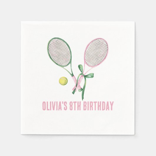 Serviette En Papier Tennis preppy plaid invitation d'anniversaire (Devant)
