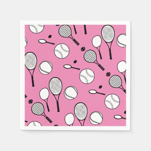 Serviette En Papier Tennis rose noir (Devant)
