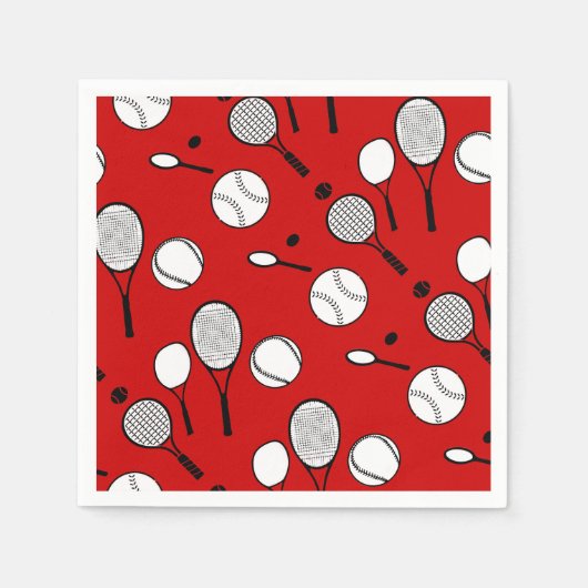 Serviette En Papier Tennis rouge noir (Devant)