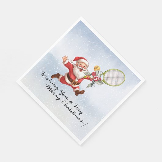 Serviette En Papier Tennis Santa Claus avec cadeau pour Noël (Coin)