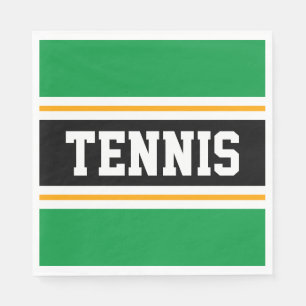 Serviette En Papier TENNIS vert vif noir jaune rayures de course