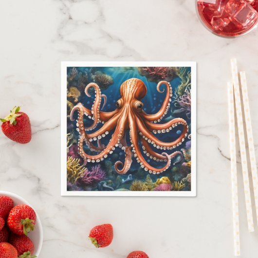 Serviette En Papier Tentacles Mer profonde (En situation)